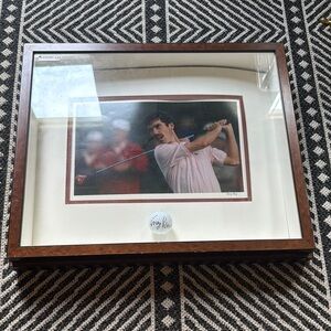 Framed Golf Art Print with Brown Frame